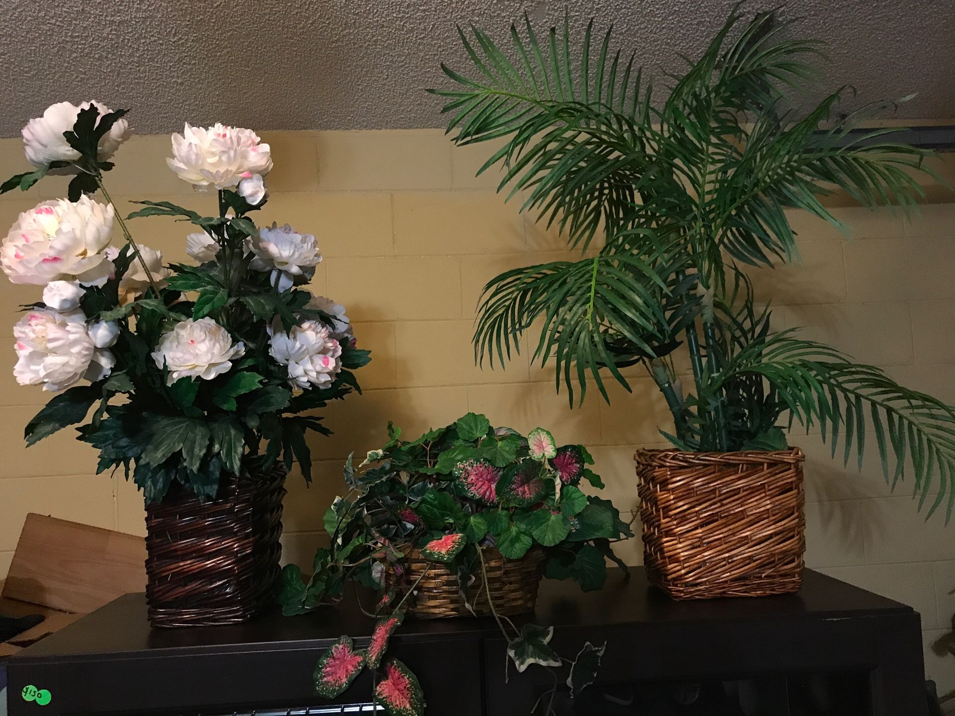 Three fake plants