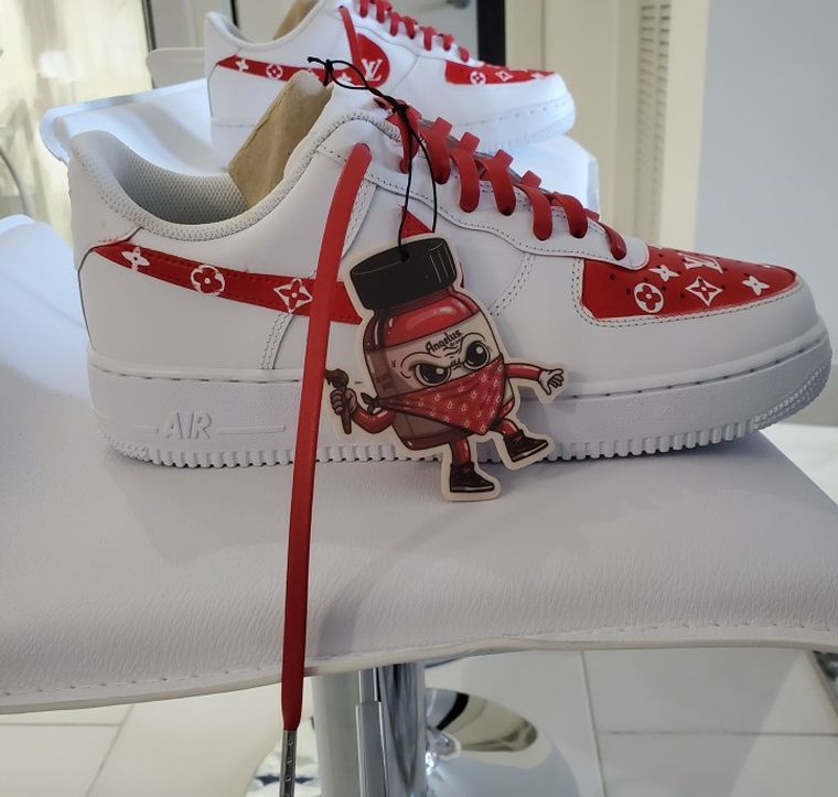 Nike costume  louis vuitton fire red In Line at the Louis Vuitton and Nike “Air Force 1  main image 3