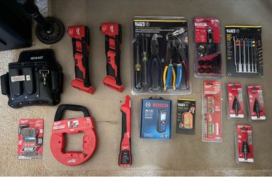 All brand new Klein hand tools 2 Milwaukee oscillating tools, breaker tracer. Tap and dye and more