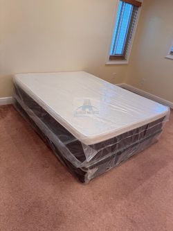 NEW QUEEN PILLOW-TOP 60x80 SET MATTRESS AND BOX SPRING-2pcs