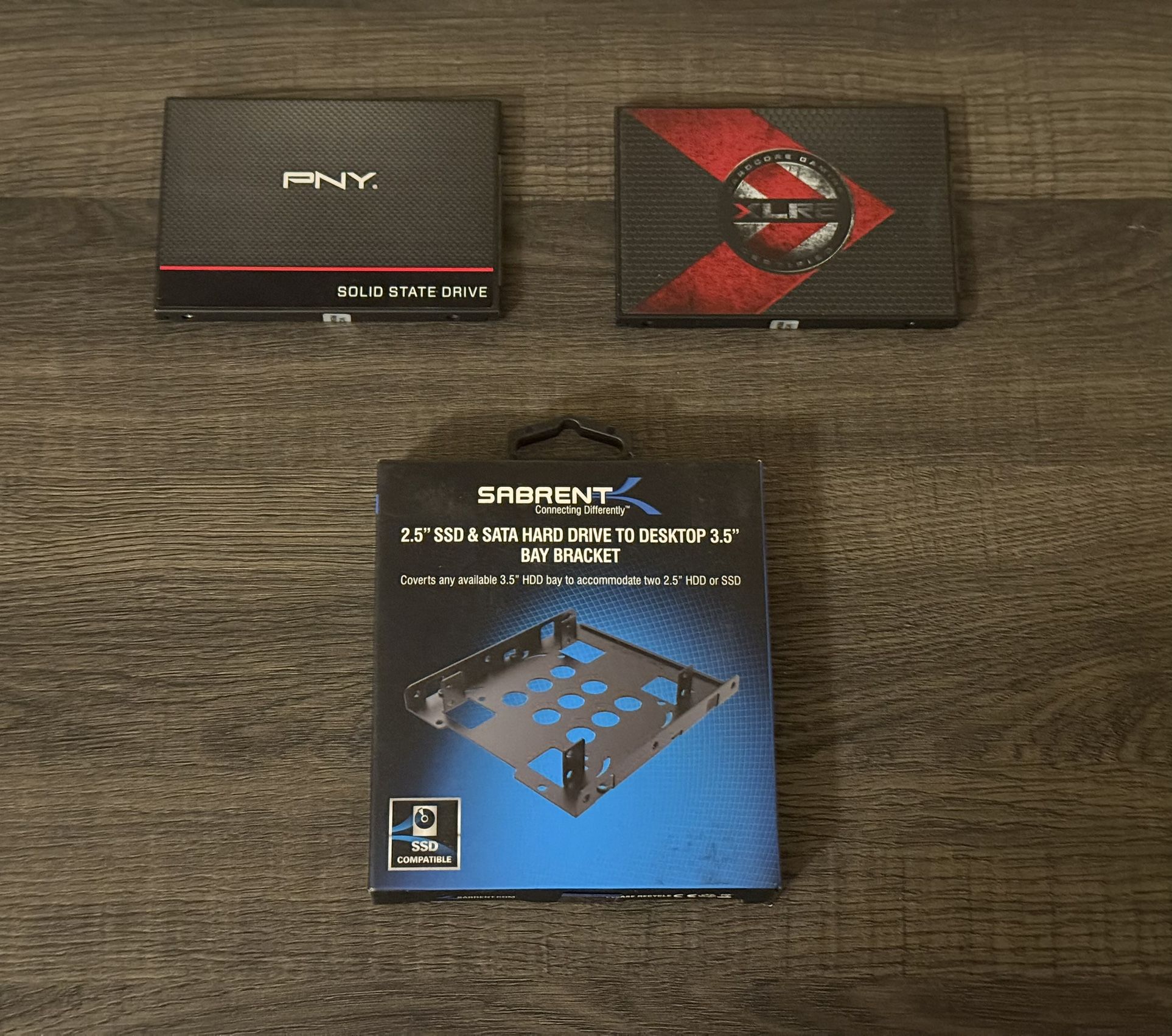 2 PNY (240 GB) Solid State Drives & 2.5 to 3.5 SSD Adapter