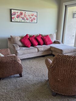 Whole set  living room furniture - Beige sofa couch - 3 seats and armchairs from Pier One Import