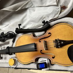 4/4 Electric Acoustic Violin with New Bow, Digital Tuner, Shoulder Rest, Extra Strings $160 Firm
