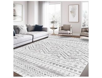 Miukiki 8x10 Area Rug for Living Room Moroccan Washable Rugs Non Slip Indoor Floor Carpet Foldable Large Soft Area Rug for Dining Room Bedroom with Lo