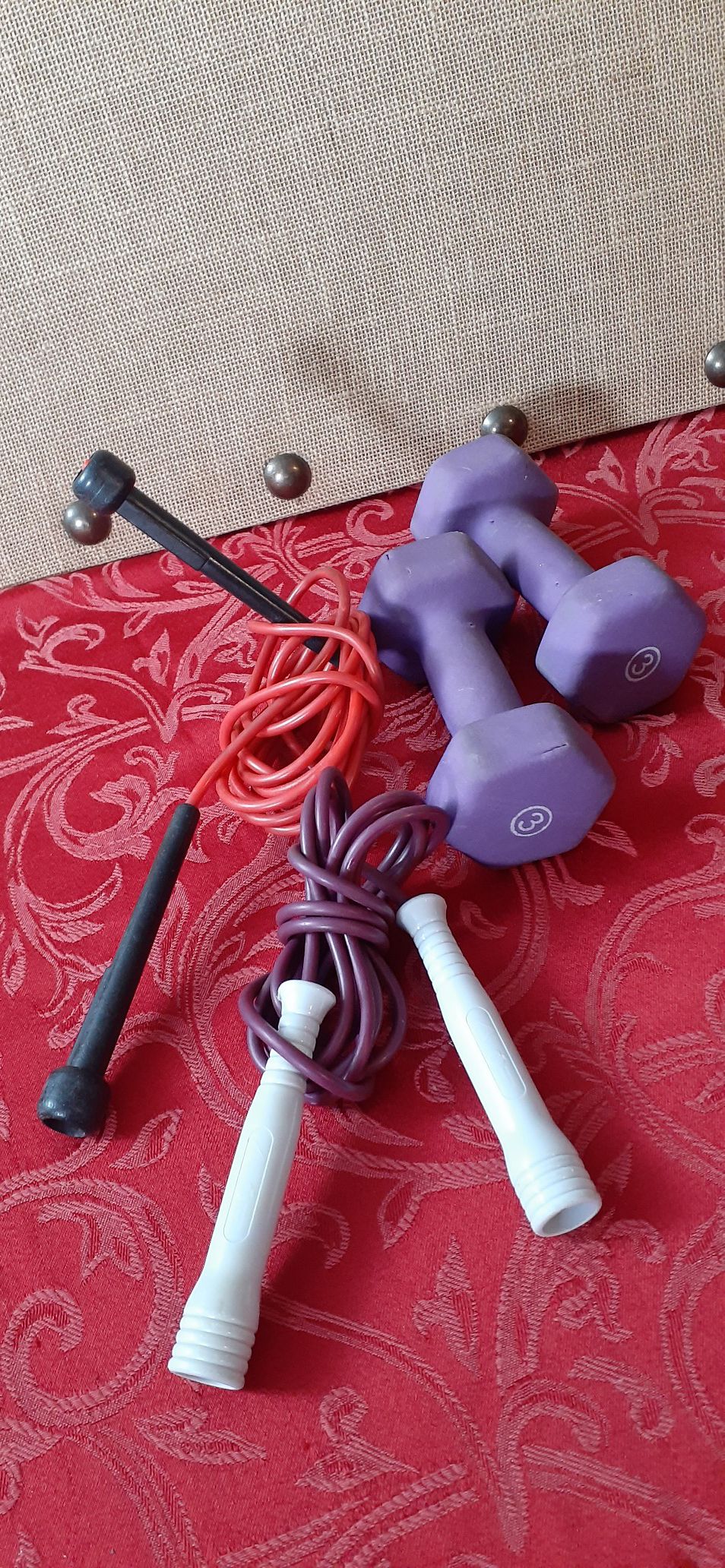 Workout Lot - # 3 lb Weights and 2 Jump Ropes
