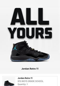 Jordan Gamma 11s Big Kids Size 7 y