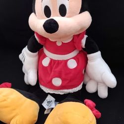 18" Disney Minnie Mouse Plush Stuffed Animal Doll Red Polka Dot Dress Bow Heels