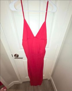 Women's Spaghetti Strap Red Dress w/ Leg Slit Size 2XL