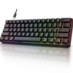 KOORUI 60% Gaming Keyboards, 61 Keys Wired Ultra-Compact Mechanical Keyboard 26 RGB Backlit with Red Switch Mini Keyboards for Windows MacOS Linux
