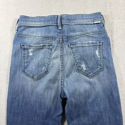 Mother Jeans Women’s 25 Blue Denim The Stunner Ankle Fray Graffiti Girl #925