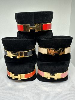 H Bracelets Stainless Steel Gold Plated Size 19