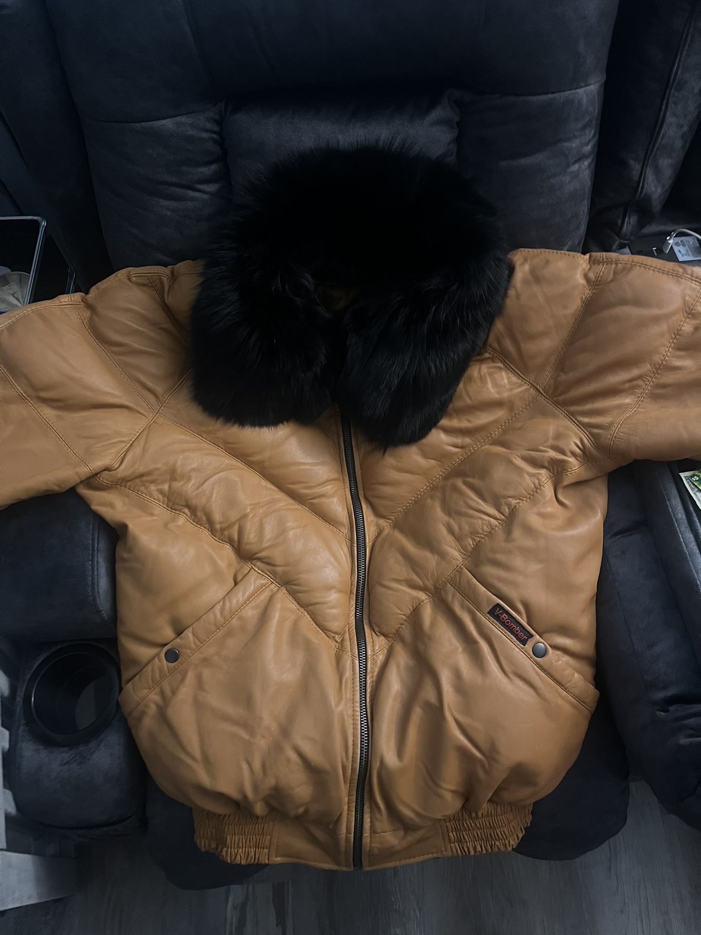 DaRucci Authentic leather V-Bomber Jacket