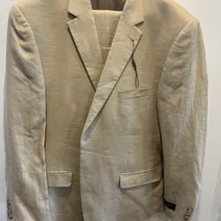 46R Beige Linen Suit