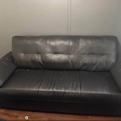 Black Faux Leather Couch