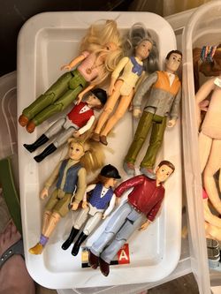 Vintage Dollhouse Dolls, Furniture And Van