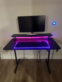 GTRacing Black Gaming Desk with RGB Lighting
