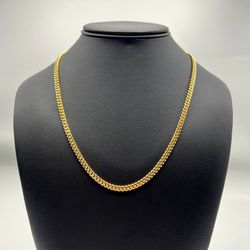 Brand New 10k yellow gold Cuban necklace chain 22" bracelet 3mm wide