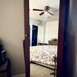 Solid Wood Tall  Mirrored Jewelry Armoire