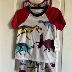 2T boys 4 piece dinosaur pajama set