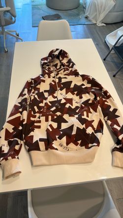 G-Star Raw burgundy and beige camouflage hoodie - S