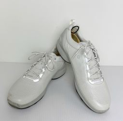 ECCO Men's White Biom Fjuel Train Gray yak Leather Athletic Sneakers Size 12.5