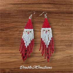Santa Clause Beaded Earrings, New, Handmade By Me