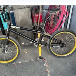 black and yellow GT Mach One BMX bike, Pro model designed for racing