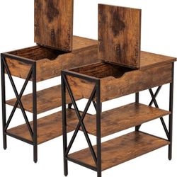 Weenfon Set Of 2 End Tables Whit  Storage 