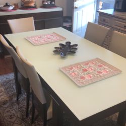 Dining table with six chairs