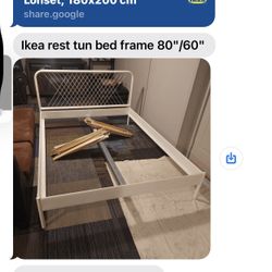 NESTTUN Bed frame, white/Lönset, 180x200 cm ikea