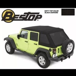 Bestop Trektop™ NX Glide SoftTop For 07-18 Jeep Wrangler JKU 4 Door BlackDiamond