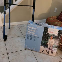 Walgreens Blue Folding Paddle Walker With 5" Wheels SUPPORTS UP TO 350 POUNDS Fits Adults From 5' To 6' 3" Great Pre-owned Condition Only  $8