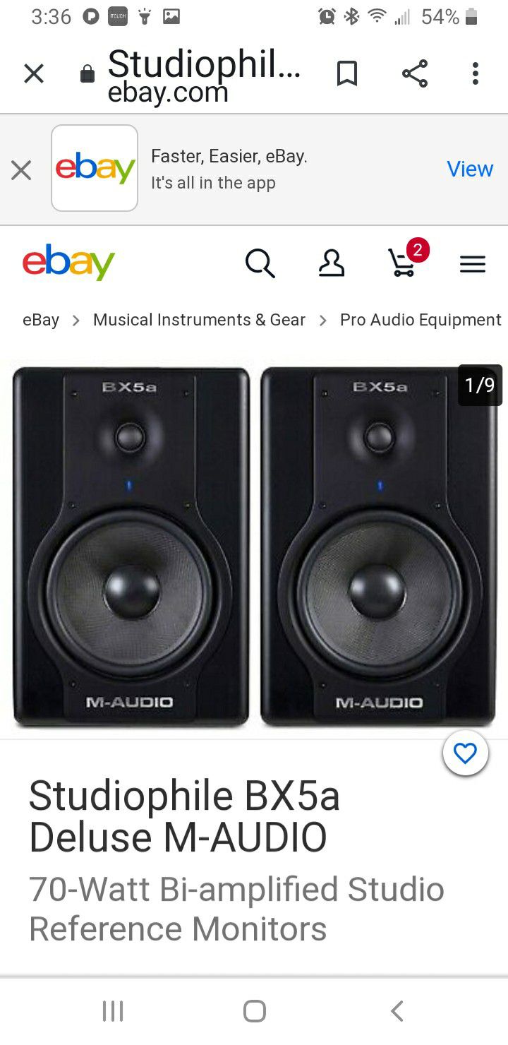M audio bx5 powered studiophile speakers.