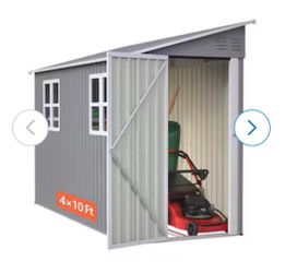 Thanaddo 4x10 FT Heavy Duty Outdoor Metal Shed with Floor Kit and 2 Windows Lean to