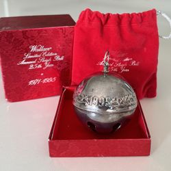 1(contact info removed) Wallace Sleigh Bell Silver Plated Christmas Tree Ornament 25th Anniv.