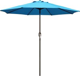 Patio Umbrella, 7.5 Outdoor Patio Umbrella, Outdoor Table Umbrella, Yard Umbrella, Market Umbrella with 8 Sturdy Ribs, Push Button Tilt and Crank, NEW
