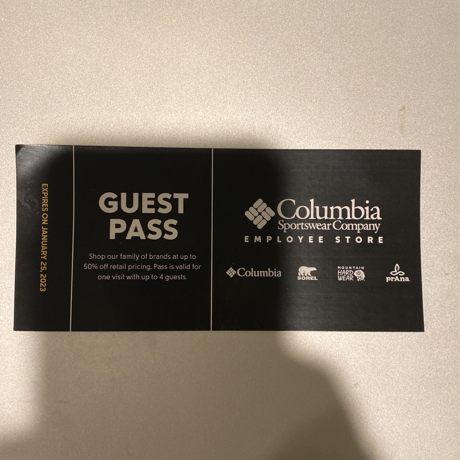 Columbia Employee Store Pass