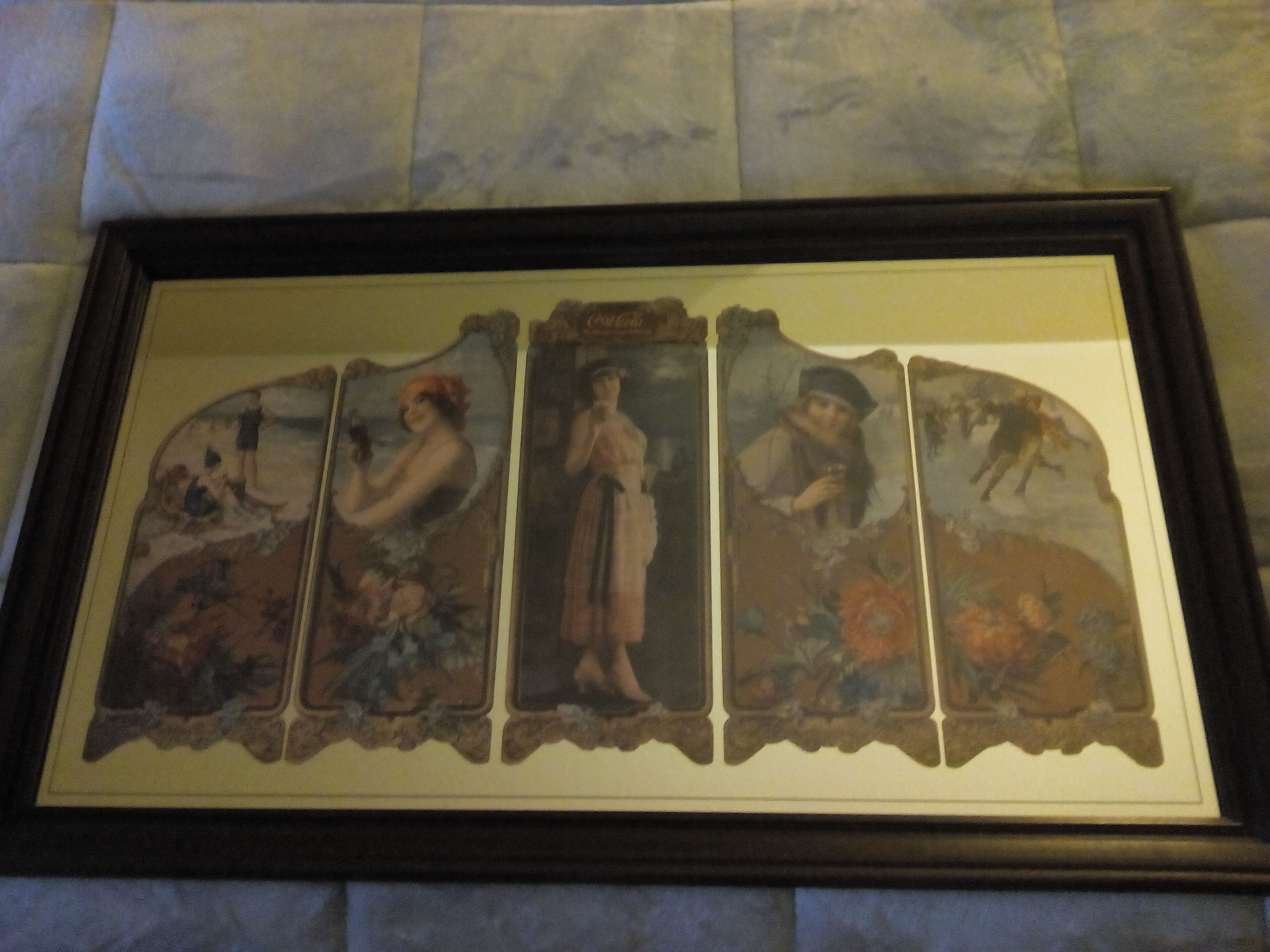 Vintage coca cola mirror four seasons picture. Rare.