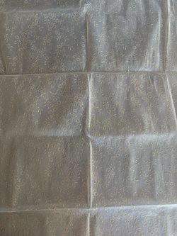 White Sheer Tablecloth with Gold Zari Border and Elegant Handing Tassels 39•39