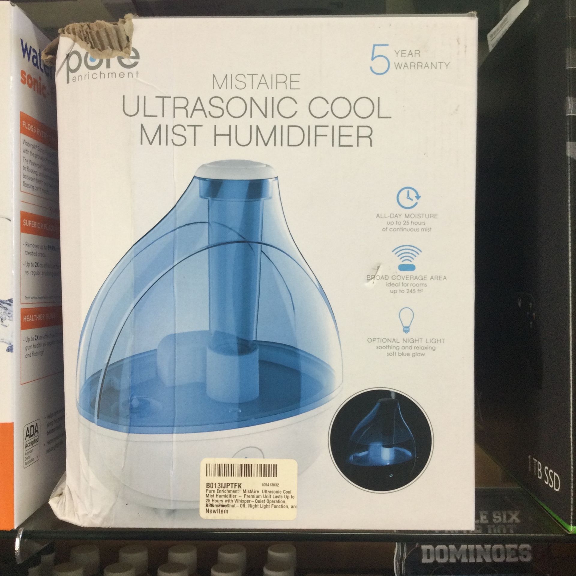 Pure Enrichment MistAireâ„¢ Ultrasonic Cool Mist Humidifier - Quiet Air Humidifier for Bedroom, Nursery, Office, & Indoor Plants - Lasts Up To 25 Hours