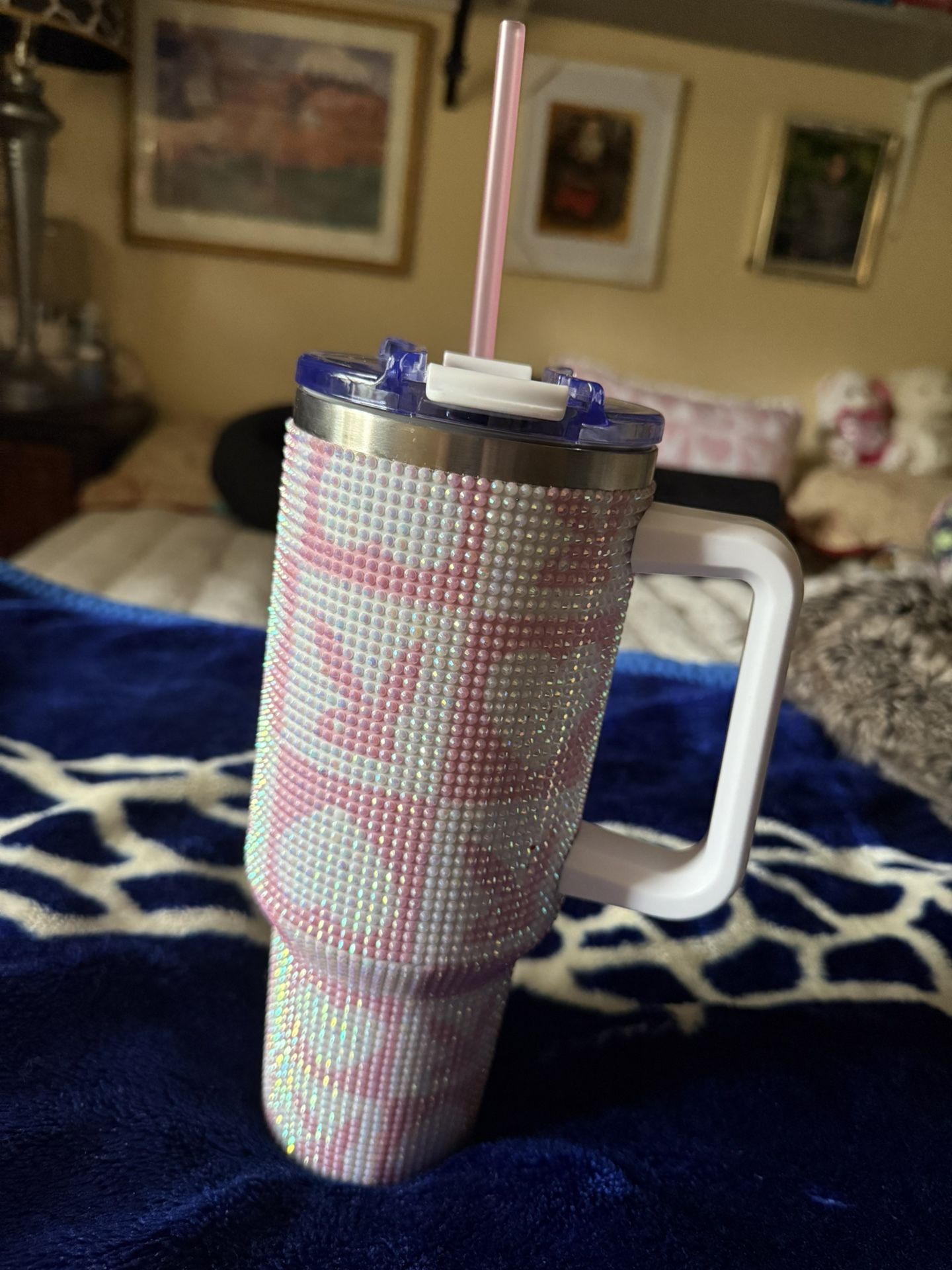 Playboy Pink and White Rhinestones Stanly Cup