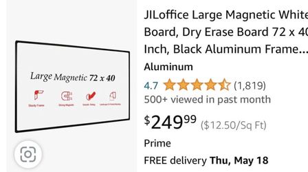 JILoffice Large Magnetic White Board, Dry Erase Board 60 x 40 Inch