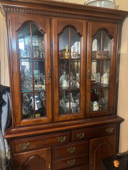 Wood China Cabinet with Glass Doors