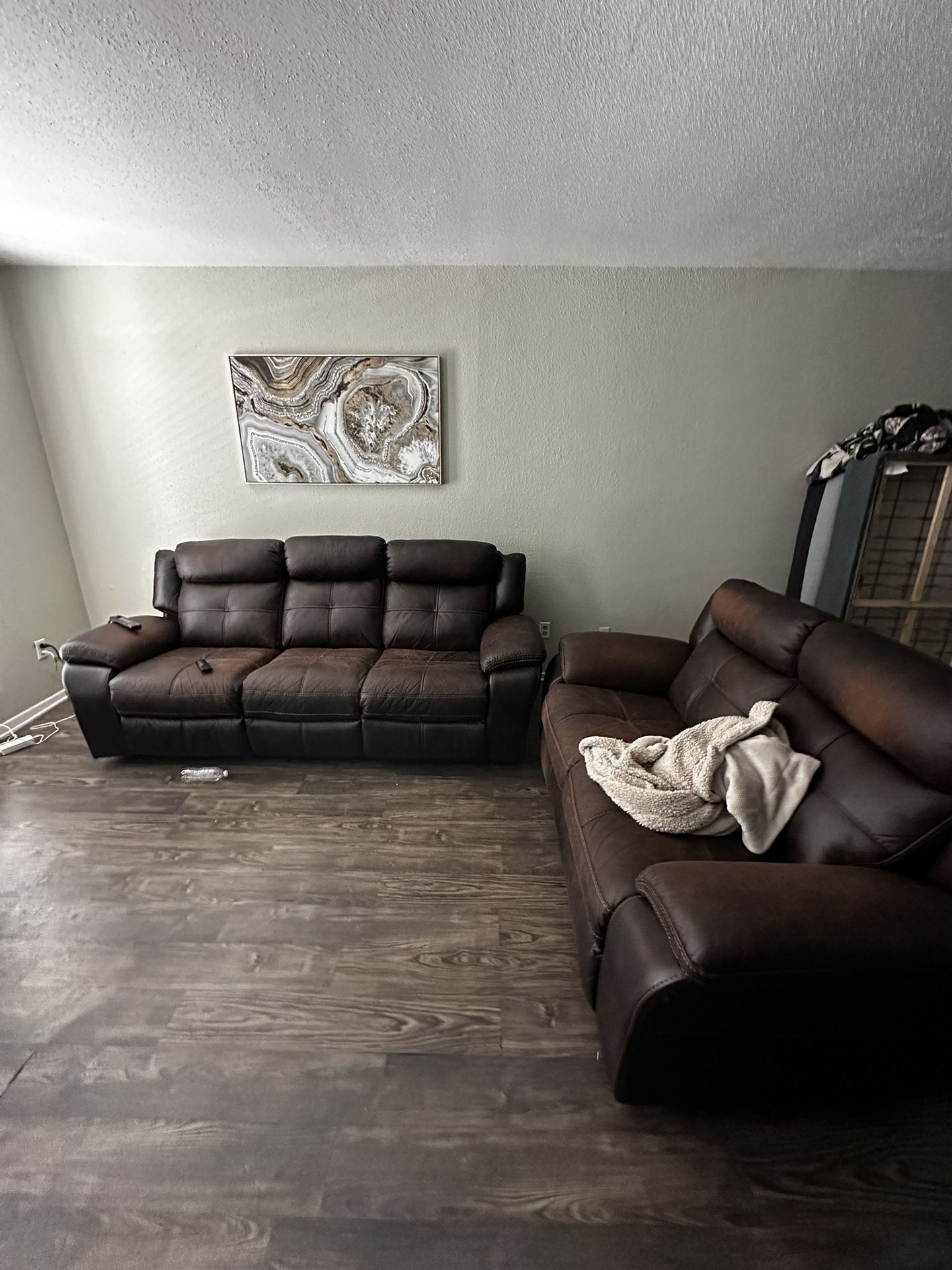 2 Reclining Couched (used Has Ware) / And Single Recliner