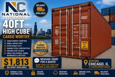 40FT High Cube Cargo Worthy – Chicago, IL – $1,813