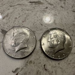 1969-d - 40% Silver Half Dollars - Set Of 2