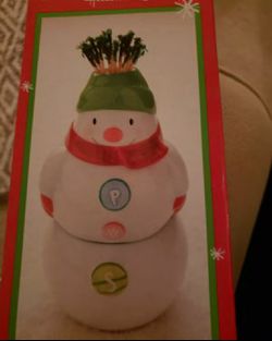 Hallmark Snowman Salt/Pepper Shakers/Toothpick Holder Christmas Decor