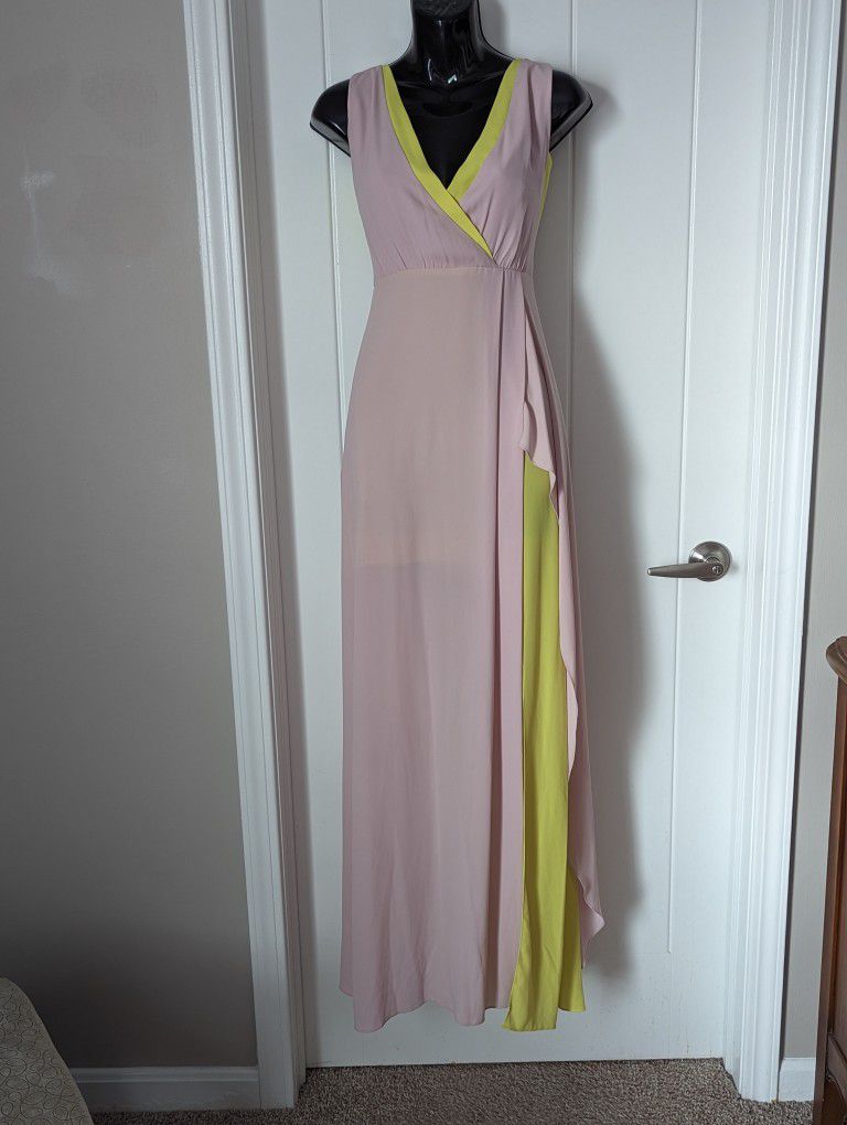 Pastel Pink & Chartreuse Summer Dress By BCBG Maxazria 