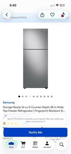 Samsung refrigerator(garage ready)