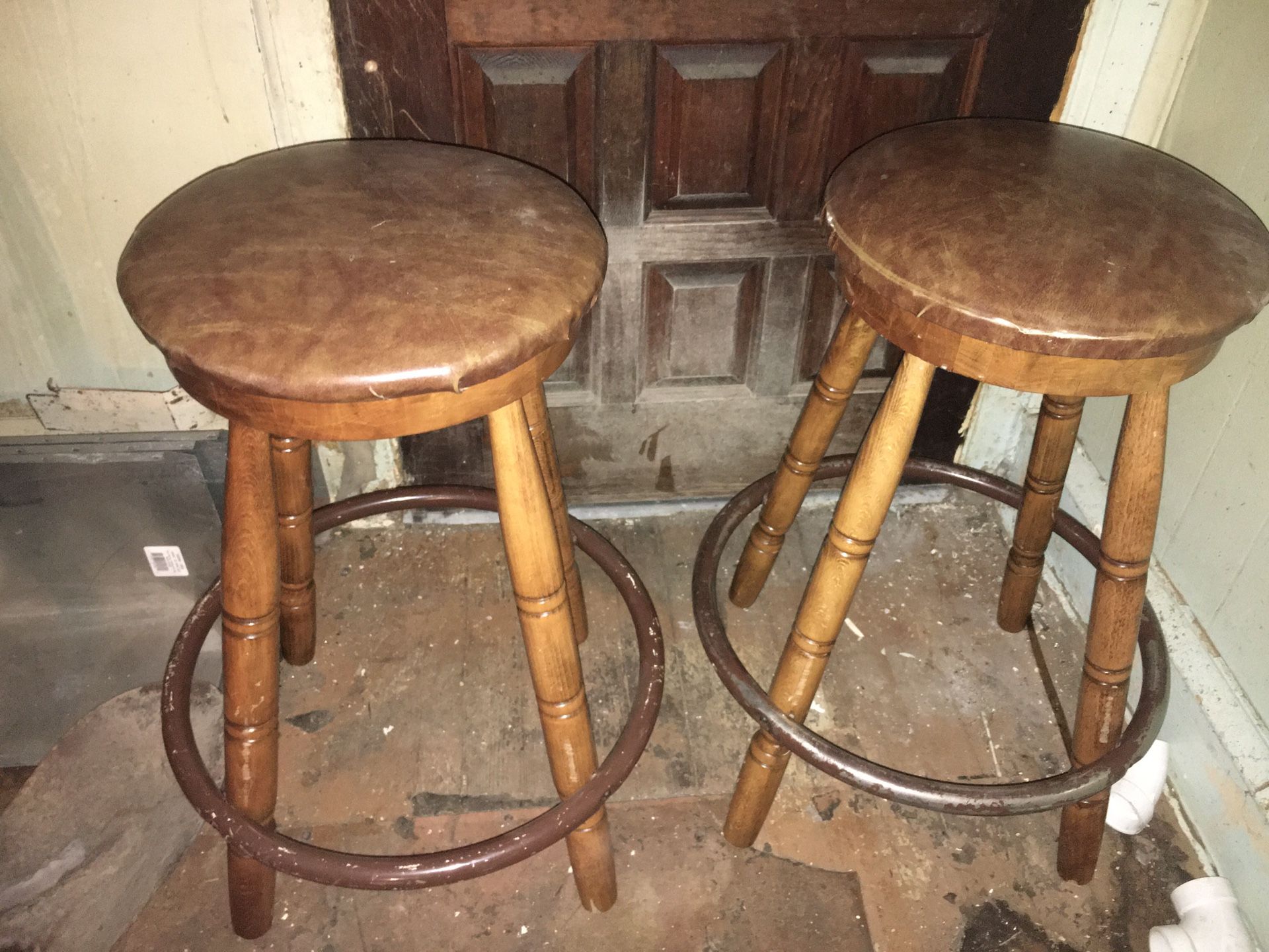 2 wooden stools